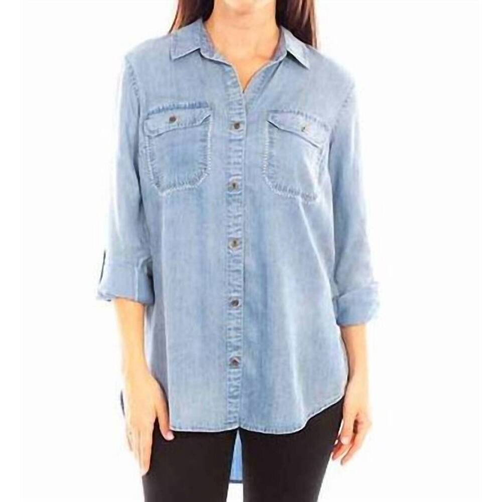 NEW SCULLY honey creek cross stitch blouse in denim
